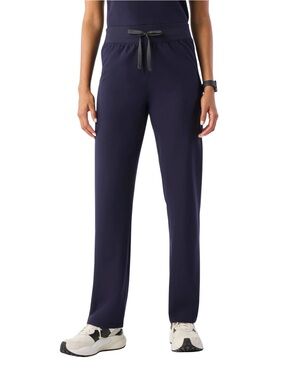FIGS Livingston High-Rise Straight-Leg Drawstring Scrub Pants Navy Blue Size L